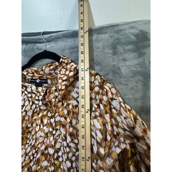 Ashley Stewart Women’s Ruffle Sleeve Blouse Top Size 36 – Brown Multi Floral - Picture 8 of 10